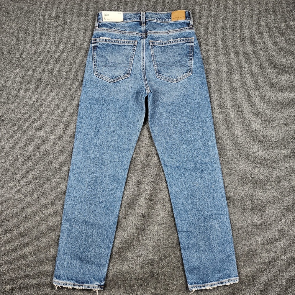 American Eagle Super High-Rise Straight Jeans Men's 2 SHORT Stretch Med Wash NEW - Picture 9 of 10
